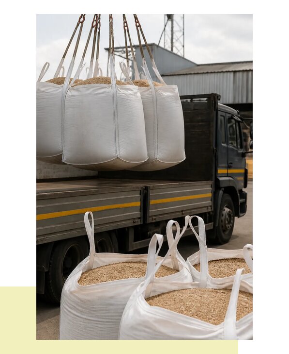 Перевозка зерна в биг бэгах автотранспортом в Лиски